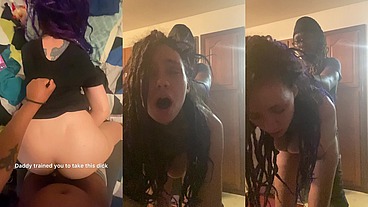 Getting fucked on kitchen counter until she cums hard