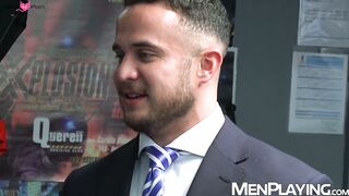 Businessman Alex Graham uses toys and cock to dominated muscular Flex