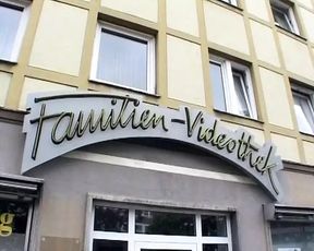 A sexy blonde German babe rides three dicks in the sex shop