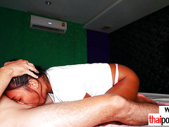 Petite amateur Thai teen bargirl Tuk loves anal on a hard white cock