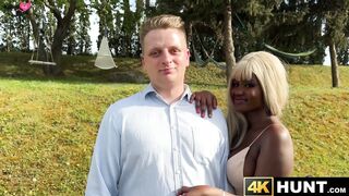 Slutty Ebony Lexi Luv slobbers over my cock while cucking her lover
