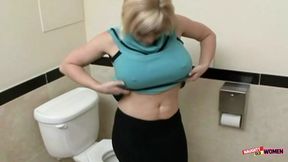 Raw anal&#x1F44C; in cramped bathroom, her moans drown out the echoes of her own filthiness