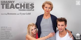 Granny teaches a young couple the ways of steamy sex