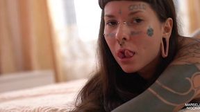 Tattooed and pierced alt babe shows her skills to horny producer