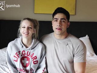 Hispanic Muscle Jock Fucks Tiny Blonde Artist who Claims she's the Tightest