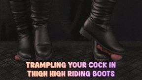 Police Officer Friend Trampling Your Cock in her Thigh High Riding Boots (Close Version) - TamyStarly - Cock Balls Crush Trample, Shoejob, CBT, Bootjob, Stomping