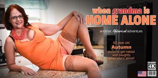 Mature hottie Autumn is showing her kitchen and herself!