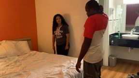 Mexican girl gives black guy a hard belt spanking