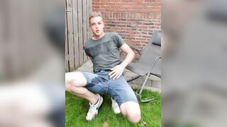 Wetting myself and anal play in the garden