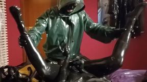 Total enclosure rubberdoll gets cock Rubber Missy in cock worship and gasmask blowjob doggystyle in latex and orgasm