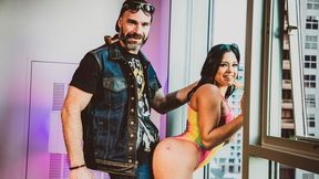 Sweet silicone tits brunette Serena Santos likes dick-riding so much