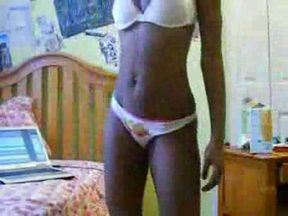 Smoking hot shapely ebony webcam teen strips and dances for money