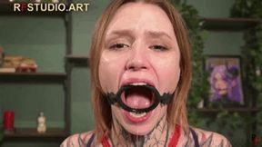 Astrid - Chair Bondage on the Turntable with Huge Ring Gag (FULL HD MP4)