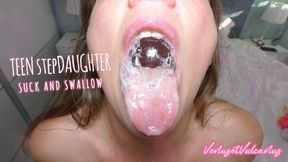 Teen step-Daughter SUCKS COCK and SWALLOW step-Dad's CUM