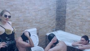 Extreme toilet humiliation - Wash your face in my toilet