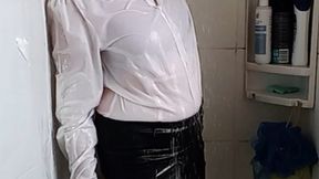 Getting soaking wet in my white blouse