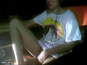 The Camera Under the Table Captured a Beautiful Woman at Home Alone and Watching a Porn Movie.