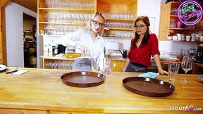 Two Horny&#x1F975; German Waitresses F*ck Their Guests In The Bistro