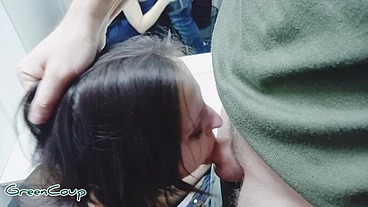 The whore sucked and licked the ass of the owner in the dressing room at lunchtime