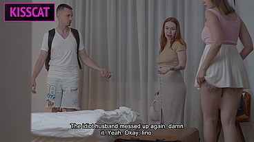 Stepmom and Stepsister Share Bed with Stepson—Will a Naughty Hotel Night Spark Forbidden Fun?!