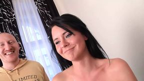 Brunette in heat jumps on a hard cock