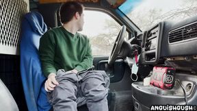 Young Guy Masturbates in the Work Truck - Anguish Gush