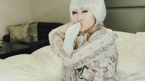 Japanese Gothic Pantyhose and Dress Worship and Wet Look