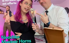 Delivroubignole Fucks and Fills up Right Next to Her Date with Maxime Horns Noochka Davy