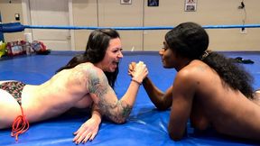 FIRST TIME EVER Part 1 Ruby Blue vs Paris Love in a Topless Arm Wrestling Match