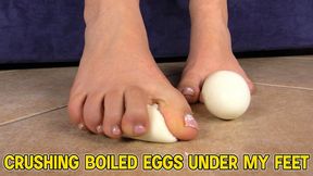 Crushing boiled eggs under my feet - HD