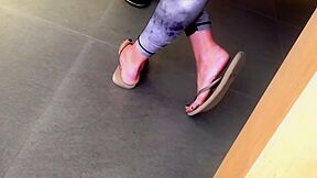 Amateur Girl Showing Her Incredible Soft Feet In Flip Flops In Public