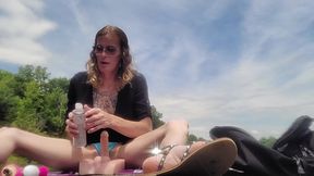Stepmom MILF, Decided to Test My Nerve with a Little Public Play at the Lake.