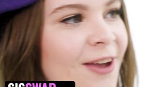 Step Sisters Demi Hawks & Adrianna Jade Ride Step Brothers' Big Fat Cocks During Art Class - SisSwap