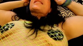 Mature BBW Giving Head In Fishnet Catsuit