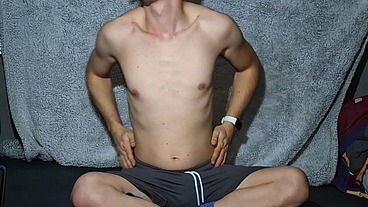 Nerdy college student cumming after classes