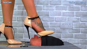 Deep Throat Challenge: Gagging On My Filthy T-Bar Work Heels - Face Cam - 159FACE - Face Trampling Trample Standing Heel Shoes Worship Licking Dirty