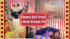 Clown Girl Tries A New Cream Pie
