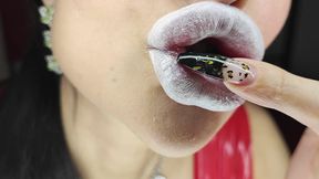 White Lipstick French Kisses From Perfect Latex Bimbo