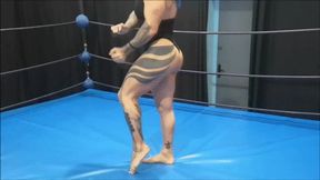 The 1st mixed wrestling video of Belorussian bodybuilder Alondra