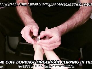 Thumb Cuff Servitude Fingernail Clipping in the Van