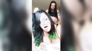 Fucking my married friend inside a emo bar WC