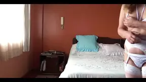 Beautiful Stepmom in Erotic Lingerie Masturbates Watching Porn