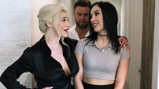 Desperate Latina threesome with clients