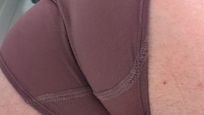 Wetting in Pink Sweatpants & Showing off Pale, Hairy Ass