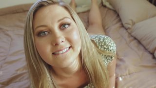 Peach caresses little pecker in front of the POV camera