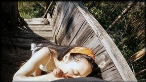 Wild girl gets her hole blasted by a massive penis&#x1F346; in a treehouse