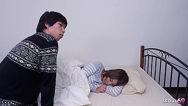 Japanese Step-Sister wake up and seduce to Uncensored JAV Creampie Fuck