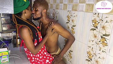 Fisting loving Petite neighbor abandons cooking but got cum in the mouth and rides bbc