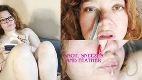 Bbw girl with sneezes and snot on her small nose