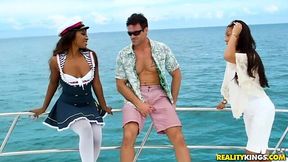 Ebony sailor woman Skylar Nicole gets her pussy rammed on the yacht